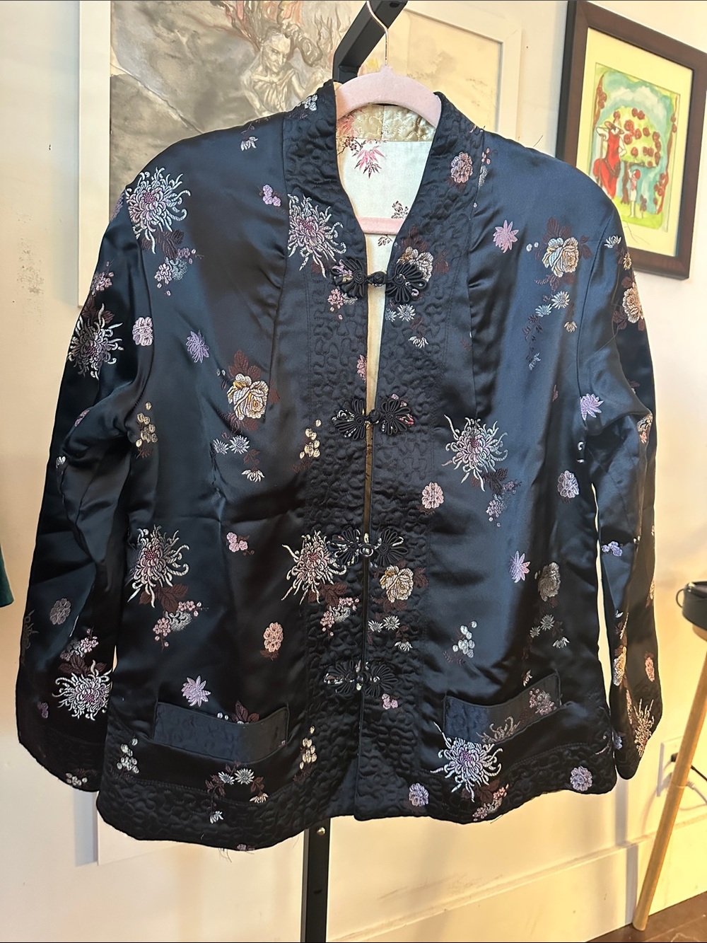 20’ bust, 1960’s All Silk Exquisite quilted reversible jacket